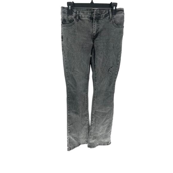 Shein Gray Wash Denim Bootcut Flare Distressed Jeans Women's Size Large - Picture 1 of 6